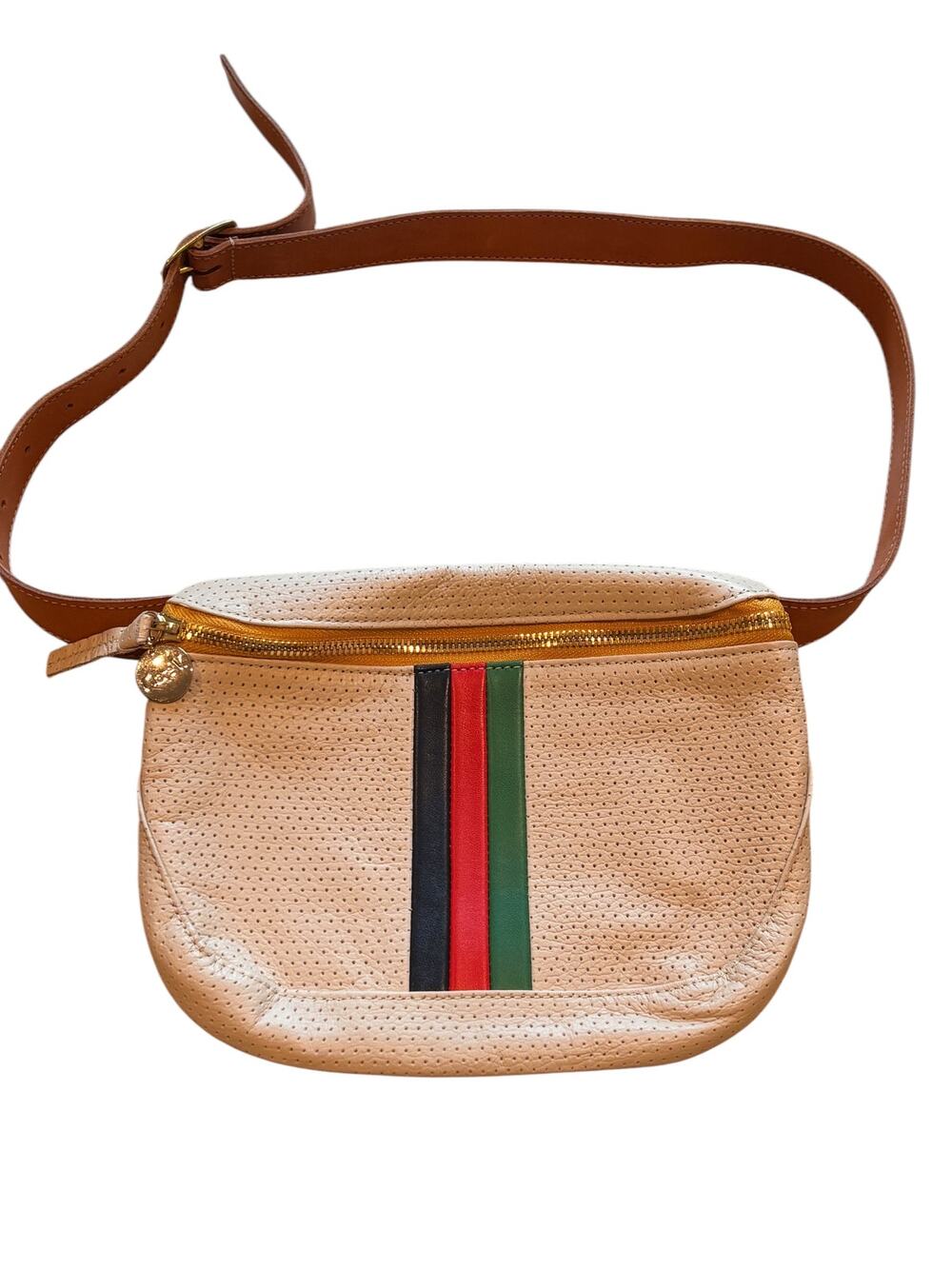 Clare V. Fanny Pack Cream Perforated Leather Belt Bag
